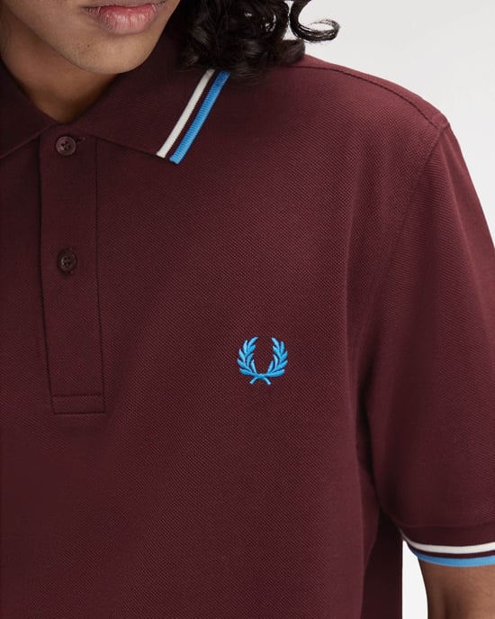 Twin Tipped Signature Polo Shirt in Dark Red - Image 3