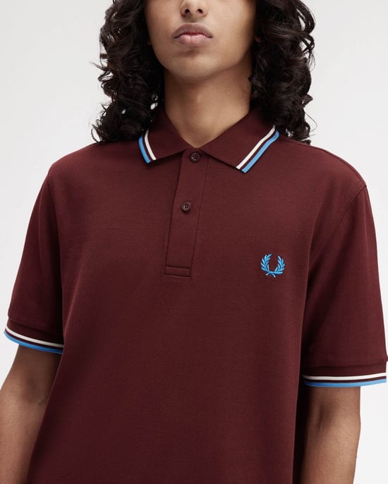 Twin Tipped Signature Polo Shirt in Dark Red - Image 4