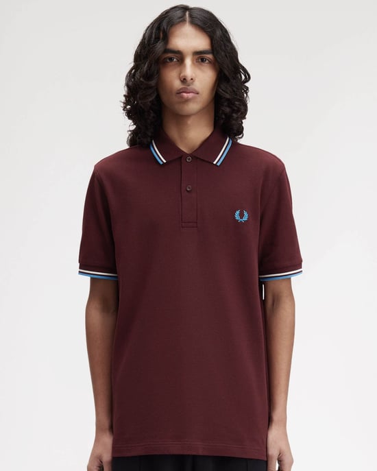 Twin Tipped Signature Polo Shirt in Dark Red - Image 5