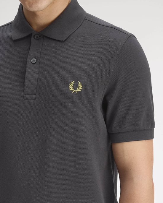 Plain Signature Polo Shirt in Dark Grey - Image 3