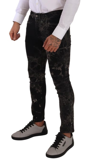 Marmorprintade smala jeans - Image 3