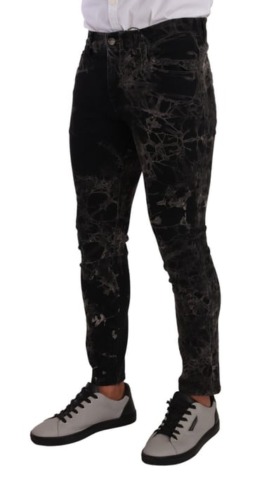 Marmorprintade smala jeans - Image 4