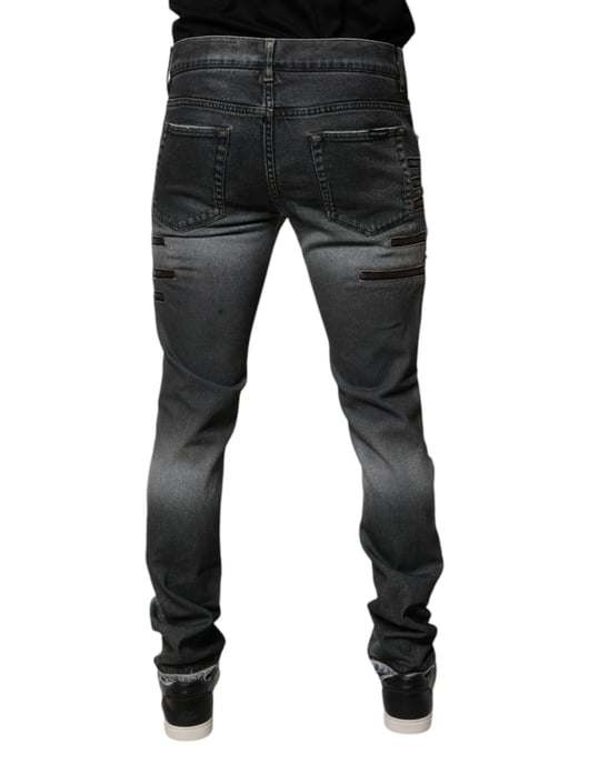 Zipper Detail Distressed Jeans - Image 4