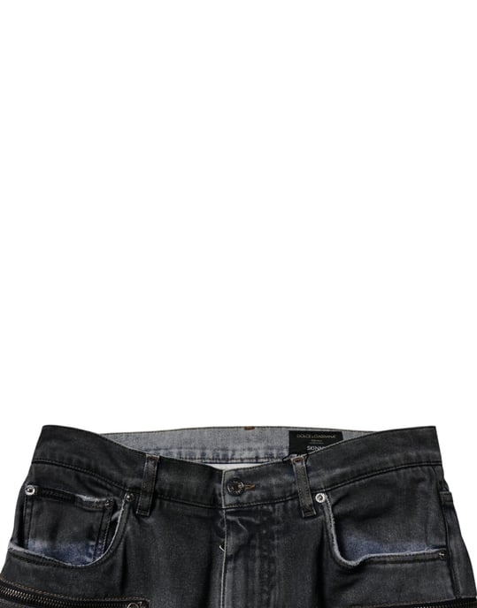 Zipper Detail Distressed Jeans - Image 5