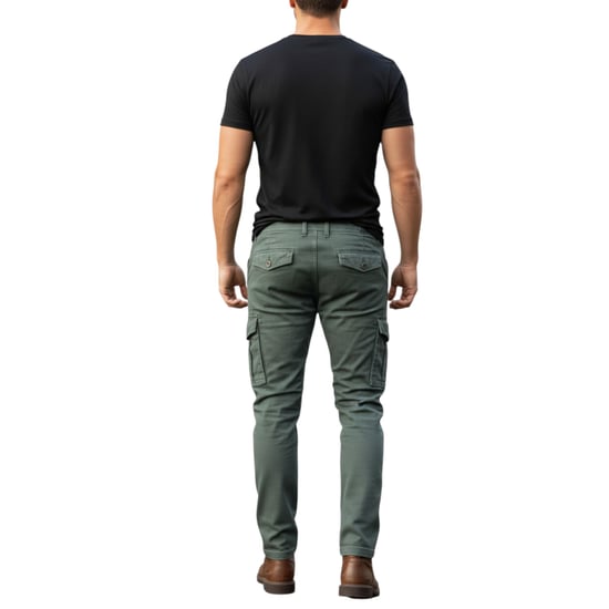 Mens Cargo Trousers Regular Fit Casual Stretch Cotton Cargo Combat Work Pants - Image 2