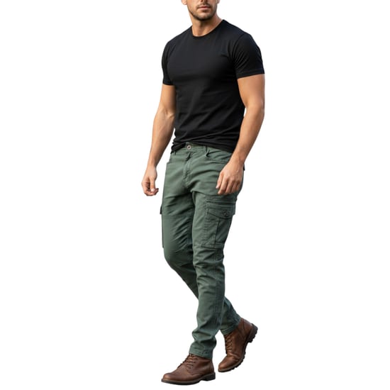 Mens Cargo Trousers Regular Fit Casual Stretch Cotton Cargo Combat Work Pants - Image 3