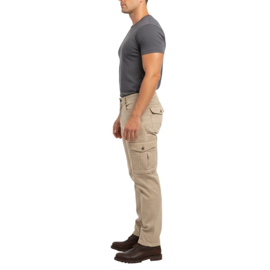 Mens Cargo Trousers Regular Fit Casual Stretch Cotton Cargo Combat Work Pants - Image 3