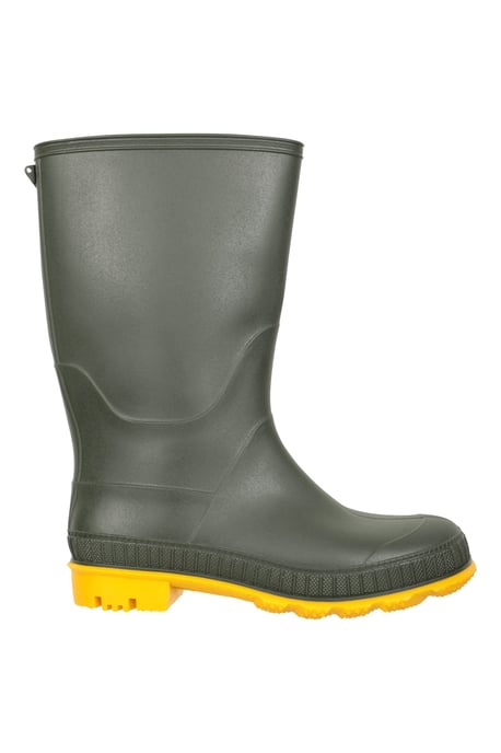 Kids Plain Wellies PVC Outer Deep Lugs Waterproof Outdoors Rain Boots Khaki - Image 2