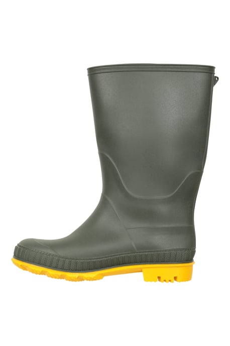 Kids Plain Wellies PVC Outer Deep Lugs Waterproof Outdoors Rain Boots Khaki - Image 4
