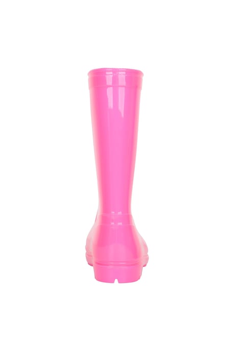 Kids Plain Wellies PVC Outer Deep Lugs Waterproof Outdoors Rain Boots Pink - Image 3