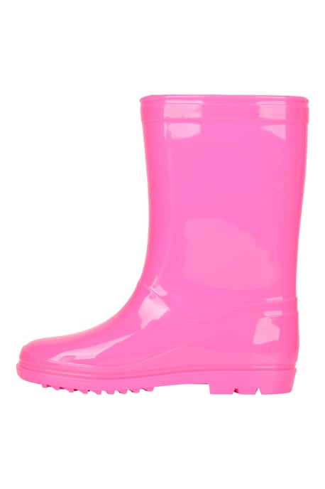 Kids Plain Wellies PVC Outer Deep Lugs Waterproof Outdoors Rain Boots Pink - Image 4