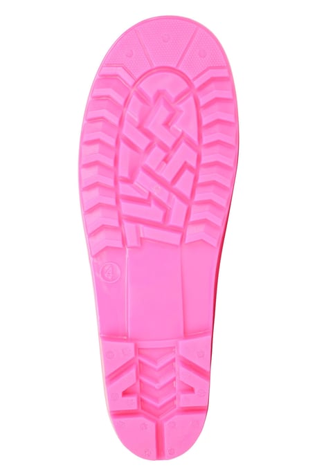 Kids Plain Wellies PVC Outer Deep Lugs Waterproof Outdoors Rain Boots Pink - Image 5