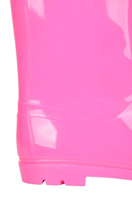 Kids Plain Wellies PVC Outer Deep Lugs Waterproof Outdoors Rain Boots Pink - Image 6