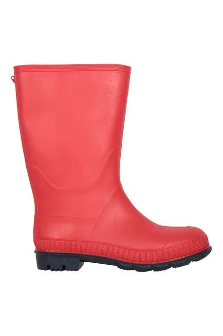 Kids Plain Wellies PVC Outer Deep Lugs Waterproof Outdoors Rain Boots Red - Image 2