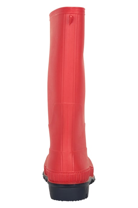 Kids Plain Wellies PVC Outer Deep Lugs Waterproof Outdoors Rain Boots Red - Image 4