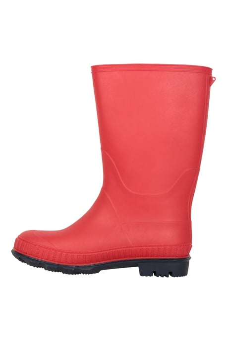 Kids Plain Wellies PVC Outer Deep Lugs Waterproof Outdoors Rain Boots Red - Image 5