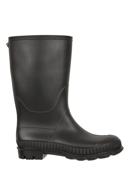 Kids Plain Wellies PVC Outer Deep Lugs Waterproof Outdoors Rain Boots Black - Image 2