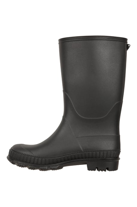 Kids Plain Wellies PVC Outer Deep Lugs Waterproof Outdoors Rain Boots Black - Image 4
