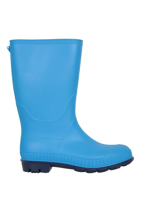 Kids Plain Wellies PVC Outer Deep Lugs Waterproof Outdoors Rain Boots Blue - Image 2