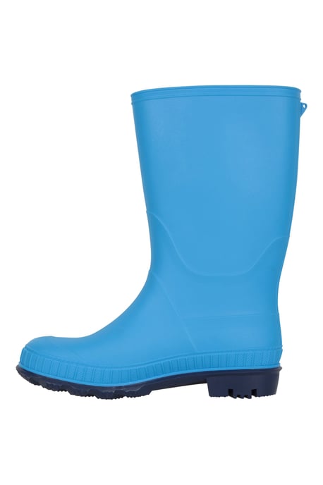 Kids Plain Wellies PVC Outer Deep Lugs Waterproof Outdoors Rain Boots Blue - Image 4