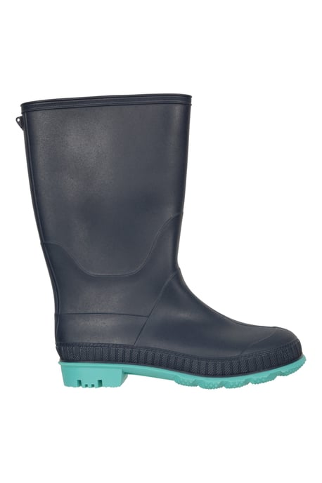 Kids Plain Wellies PVC Outer Deep Lugs Waterproof Outdoors Rain Boots Navy - Image 2