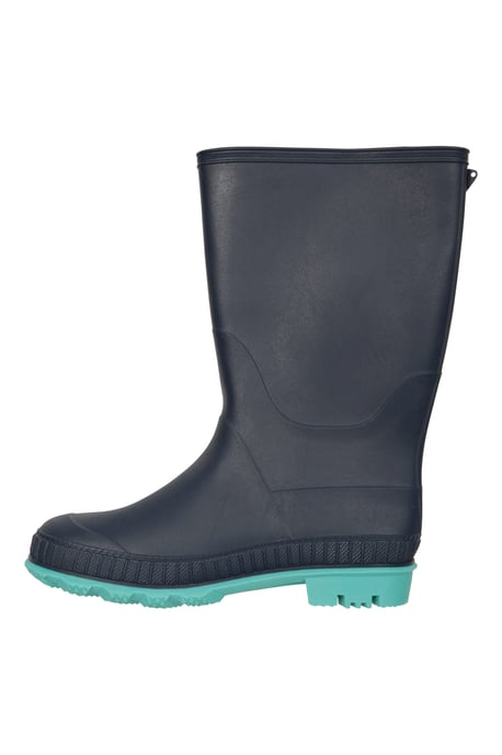 Kids Plain Wellies PVC Outer Deep Lugs Waterproof Outdoors Rain Boots Navy - Image 4
