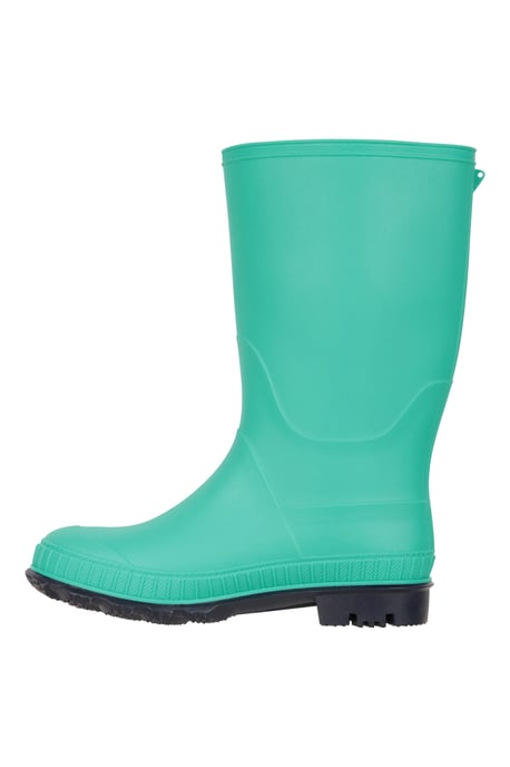 Kids Plain Wellies PVC Outer Deep Lugs Waterproof Outdoors Rain Boots Teal - Image 4