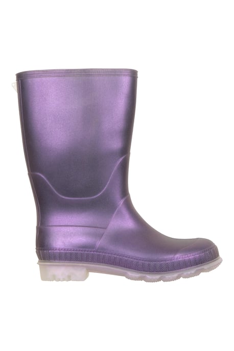 Kids Plain Wellies PVC Outer Deep Lugs Waterproof Outdoors Rain Boots Purple - Image 2