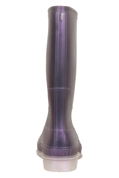 Kids Plain Wellies PVC Outer Deep Lugs Waterproof Outdoors Rain Boots Purple - Image 3