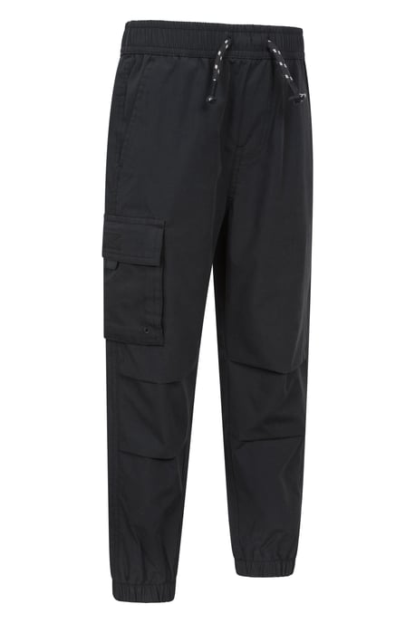 'Active' Kids Trousers with Multiple Pockets Hook & Loop Closure Quick Drying Pants Black - Image 6