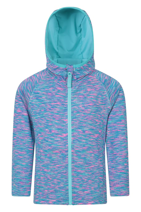 'Kayleigh' Girls Striped Hoodie Front Pockets Cosy Warm Everyday Jumper Blue - Image 1
