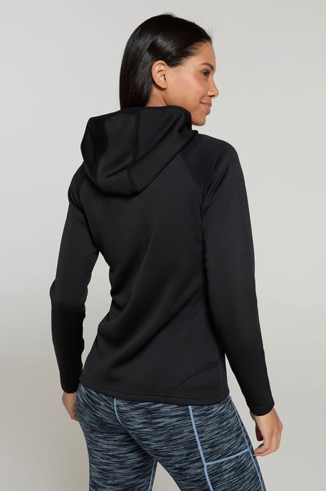 'IsoCool Dynamic Chakra' Women's Hoodie with Chin Guard Cosy Jacket Black - Image 3