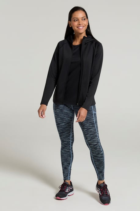 'IsoCool Dynamic Chakra' Women's Hoodie with Chin Guard Cosy Jacket Black - Image 4