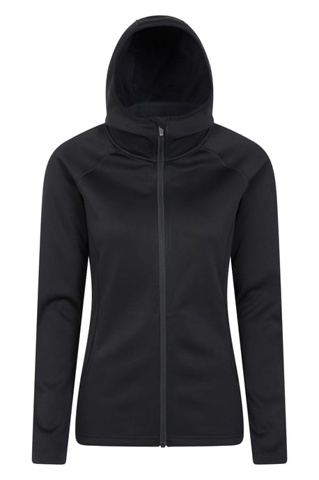 'IsoCool Dynamic Chakra' Women's Hoodie with Chin Guard Cosy Jacket Black - Image 5