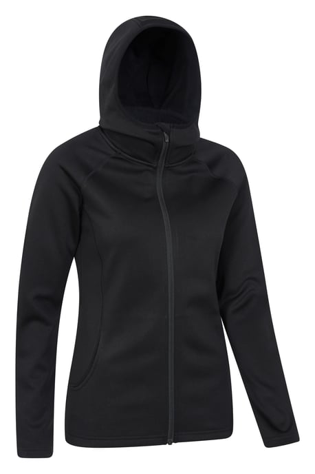 'IsoCool Dynamic Chakra' Women's Hoodie with Chin Guard Cosy Jacket Black - Image 6