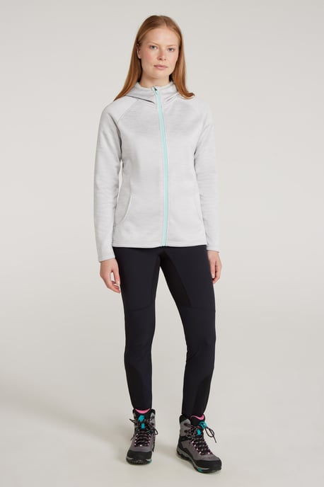'IsoCool Dynamic Chakra' Women's Hoodie with Chin Guard Cosy Jacket Grey - Image 3