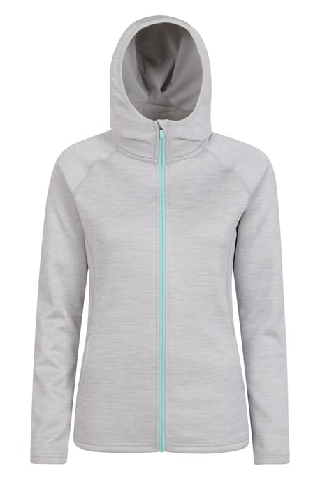 'IsoCool Dynamic Chakra' Women's Hoodie with Chin Guard Cosy Jacket Grey - Image 5