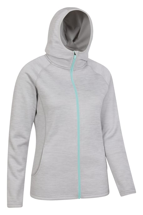 'IsoCool Dynamic Chakra' Women's Hoodie with Chin Guard Cosy Jacket Grey - Image 6