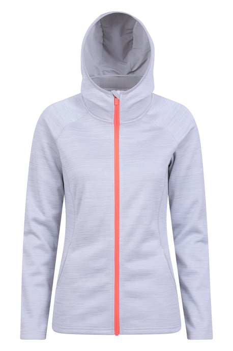 'IsoCool Dynamic Chakra' Women's Hoodie with Chin Guard Cosy Jacket Grey - Image 3