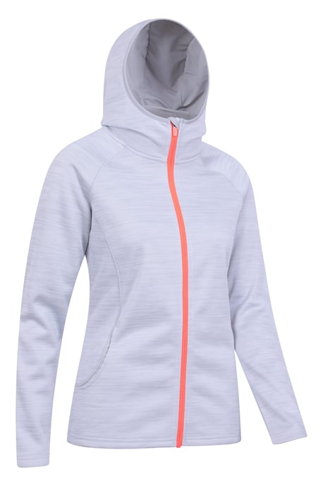 'IsoCool Dynamic Chakra' Women's Hoodie with Chin Guard Cosy Jacket Grey - Image 4
