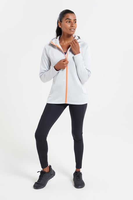 'IsoCool Dynamic Chakra' Women's Hoodie with Chin Guard Cosy Jacket Light Grey - Image 2