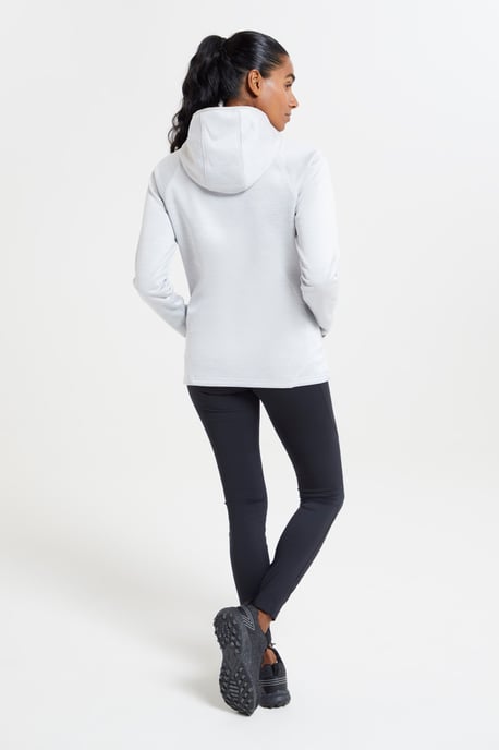 'IsoCool Dynamic Chakra' Women's Hoodie with Chin Guard Cosy Jacket Light Grey - Image 3