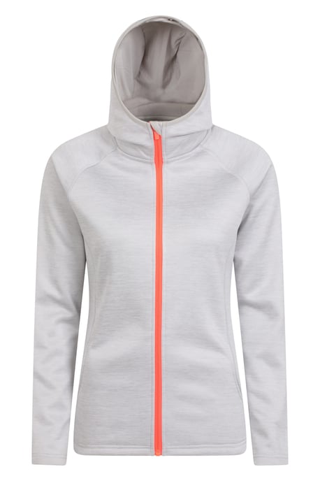 'IsoCool Dynamic Chakra' Women's Hoodie with Chin Guard Cosy Jacket Light Grey - Image 5