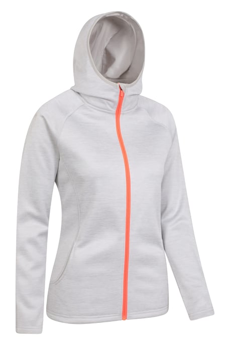 'IsoCool Dynamic Chakra' Women's Hoodie with Chin Guard Cosy Jacket Light Grey - Image 6