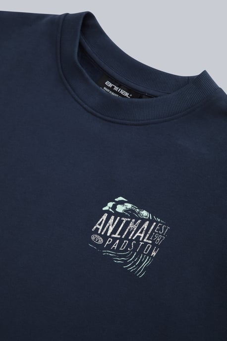 'Jonah' Men's Padstow Regional Sweatshirt Cotton Casual Comfy Pullover Navy - Image 3