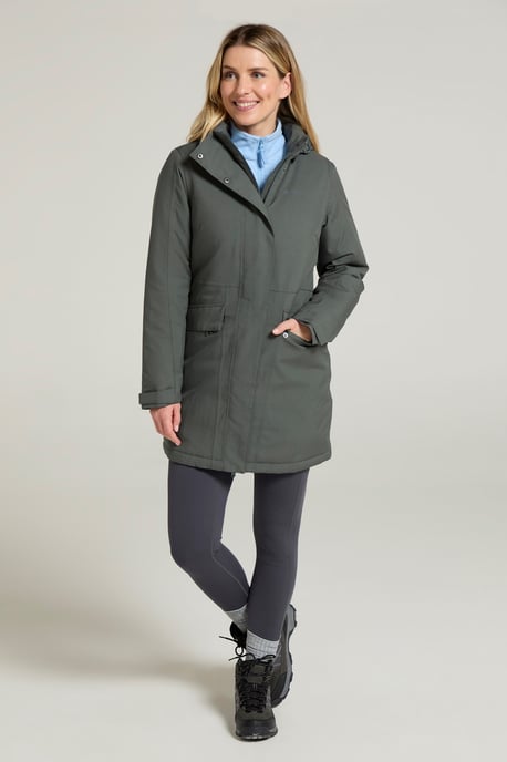 'Rain On' Women's Padded Jacket Waterproof Breathable Hooded Rain Coat Khaki - Image 1