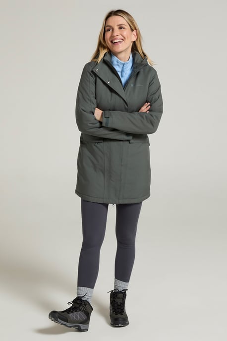'Rain On' Women's Padded Jacket Waterproof Breathable Hooded Rain Coat Khaki - Image 2