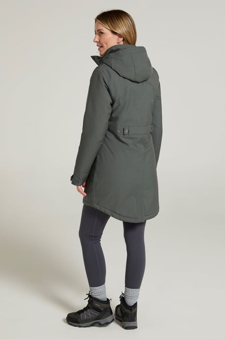 'Rain On' Women's Padded Jacket Waterproof Breathable Hooded Rain Coat Khaki - Image 3