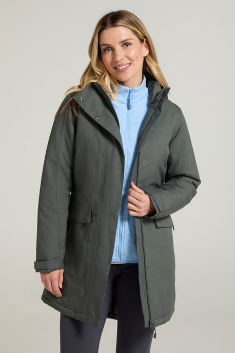 'Rain On' Women's Padded Jacket Waterproof Breathable Hooded Rain Coat Khaki - Image 4