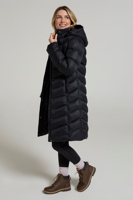 'Alexa' Women's Padded Jacket Water Resistant Warm Winter Hooded Coat Black - Image 4
